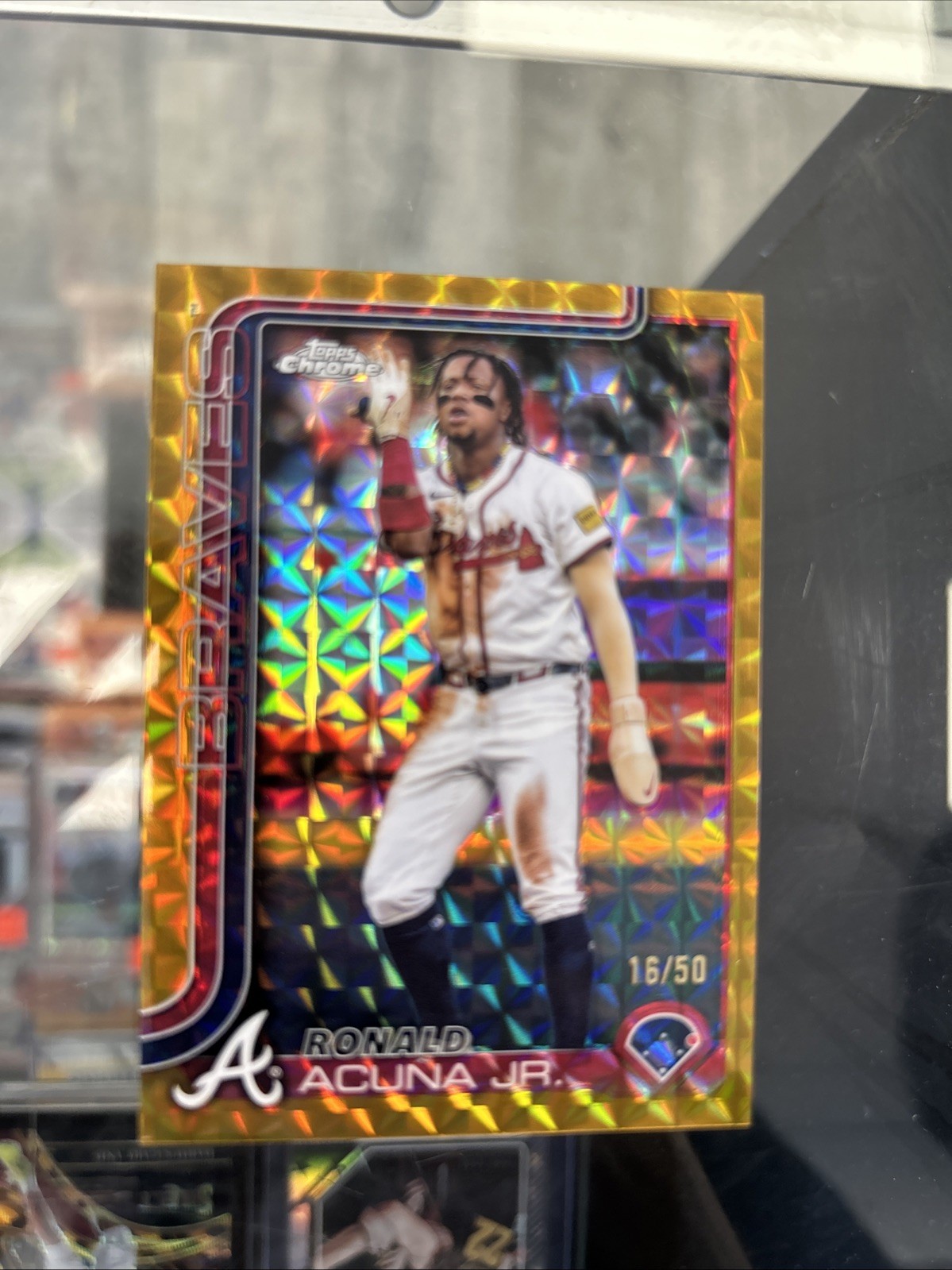 2025 Topps Chrome #257 Ronald Acuna Jr. GOLD Refractor #16/50 Atlanta Braves