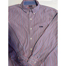 Mens Chaps XL Button Down Long Sleeve Shirt Striped Easy Care