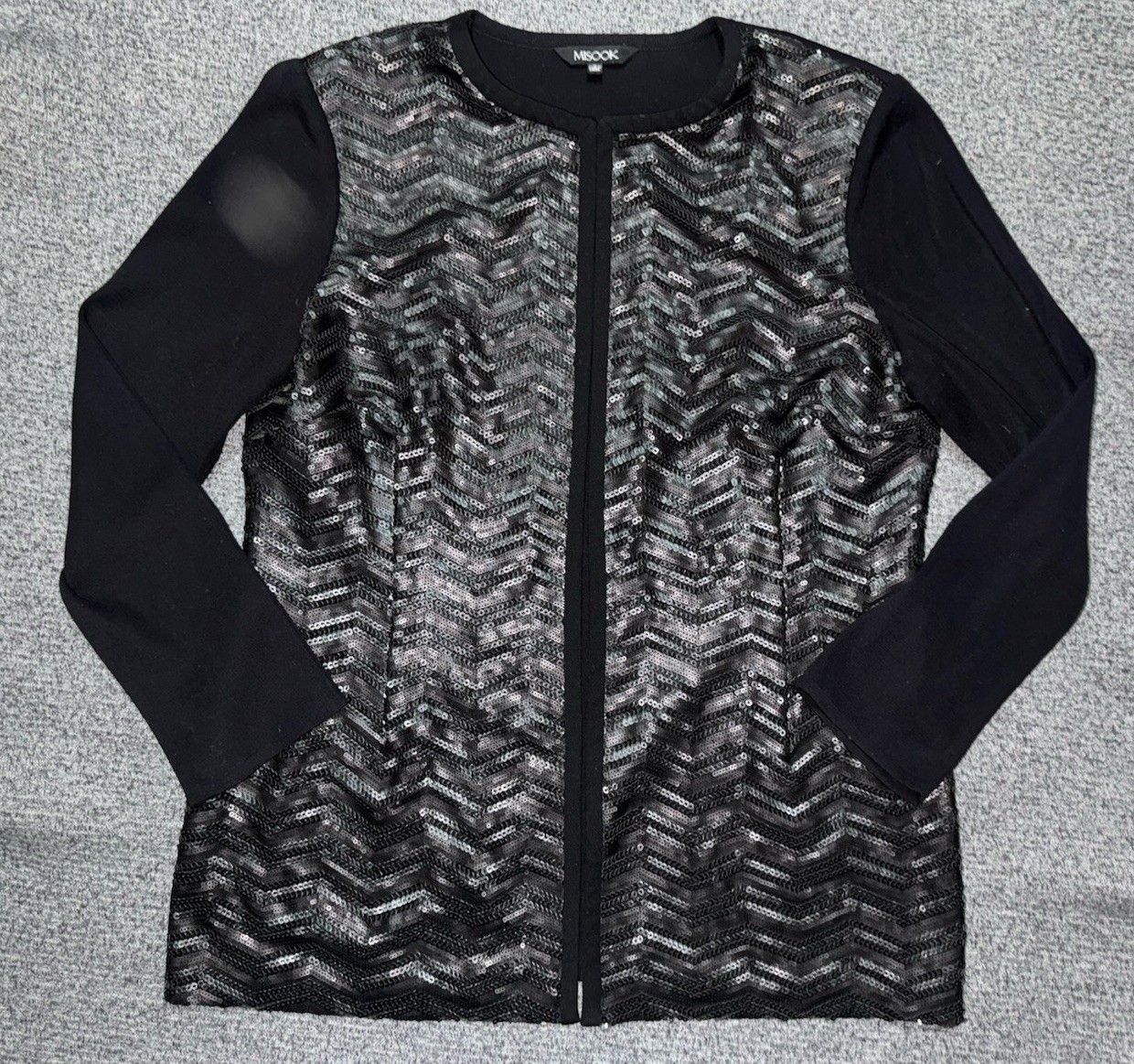 MISOOK sequin-front knit evening jacket long slee… - image 6