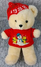 Kmart 1988 Christmas Bear Teddy Red Shirt Hat 22" Plush Stuffed Animal Vintage