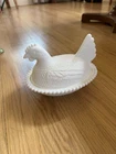 Vintage Hen On Nest White Milk Glass Indiana Glass 7"