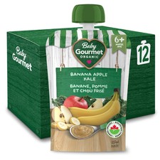 Baby Gourmet Banana Apple Kale Pur e, 12 128 mL Pouches 6 Months Organic