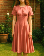 Vintage Laura Ashley Silk Midi Tea Dress Rose Pink Sz 8 Garden Party Clean Girl