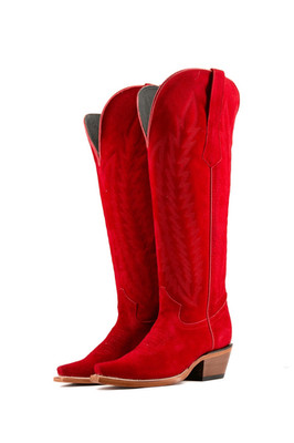 Rock em Gia Valentina Red Suede Wide Calf Western Cowboy Boots Women s Size 8.5
