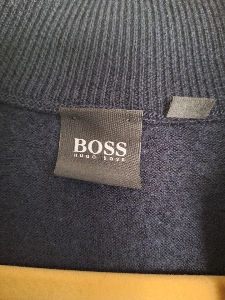 HUGO BOSS ШЕРСТИ МОЛНИИ КАРДИГАН, ТЕМНО-СИНИЙ, РАЗМЕР L - Изображение 2 из 4