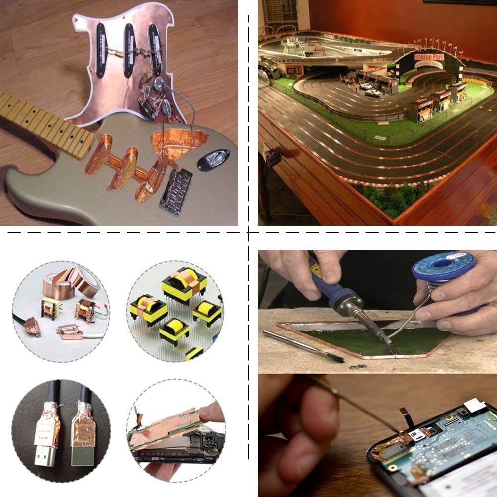 Zehhe Copper Foil Tape 1/4" x 21.8yd Double-Sided Conductive EMI Shielding