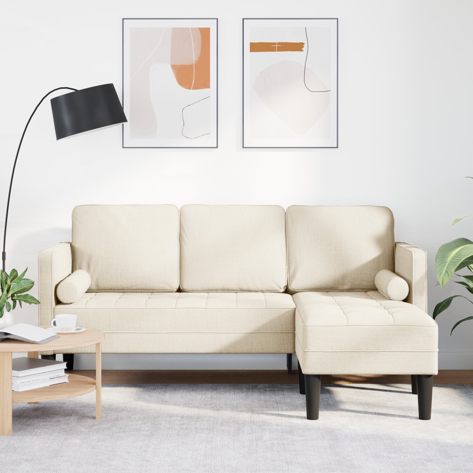 Divano angolare 3 posti in lino 160 cm