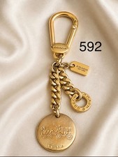 Coach Gold Carriage Round Bag Charm Keychain Crystals Rare