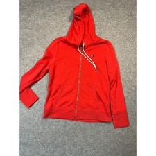 Tommy Hilfiger Mens Red Full Zip Hoodie Sweatshirt Flag Logo Large