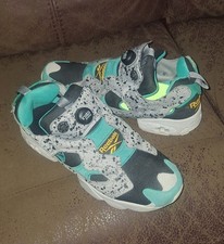Mens Reebok Instapump Fury Sneakers Gray Teal Pump Running Shoes Size: UK 9.5