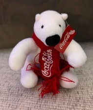 Coca Cola Polar Bear Plush Mini 4" Coke Logo Red Scarf Collectible Tag on 2020