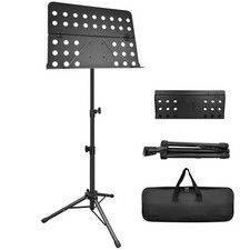 XRABTVSK 1 Pack Portable Folding Sheet Music Stand 1 Pack, Black