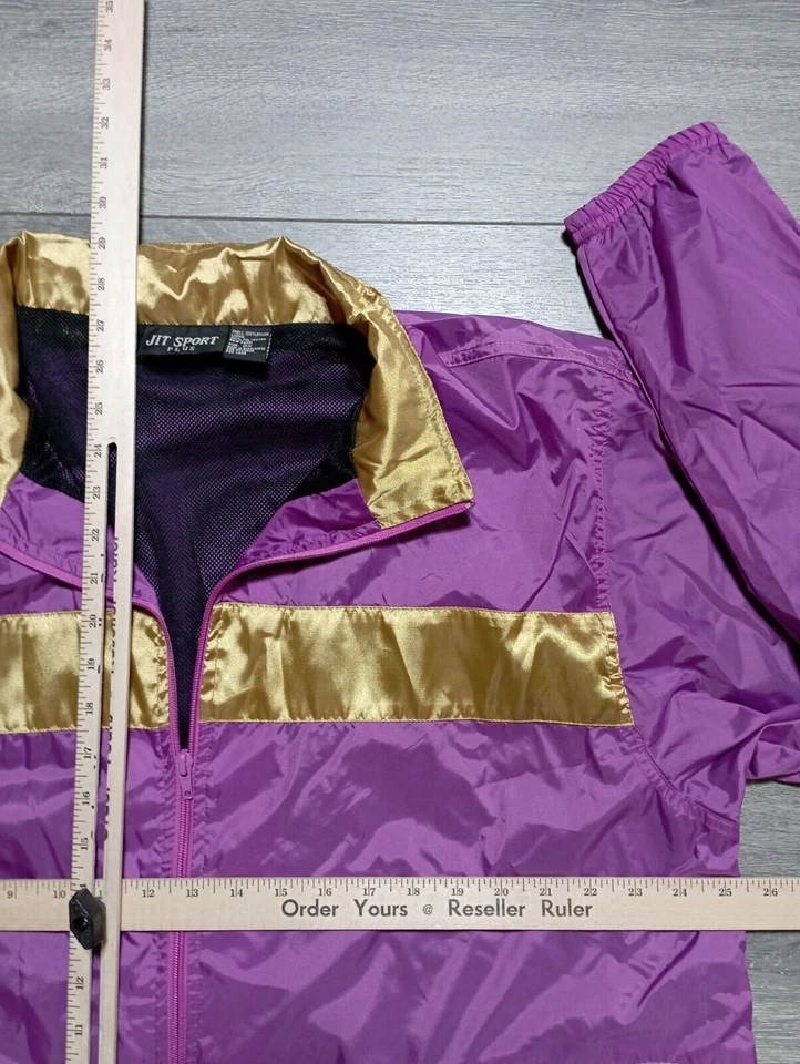 Chaqueta JIT Sport Plus Vintage Adulto 2X Púrpura Dorado Retro Malla Atlética Unisex Foto 4 de 4
