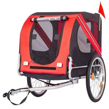 Dog Bicycle Trailer,Portable Foldable Pet Carrier with Weatherproof Cover, Red