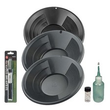 Sluice Monkey 12" 10" 8" Black Gold Pan Panning Kit with Sniffer, Vial  Black S