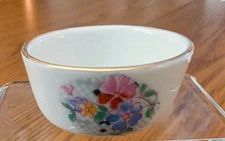 CanadaSouvenirCreamColor Floral Decal Gold Paint Trim Porcelain Open Salt Cellar