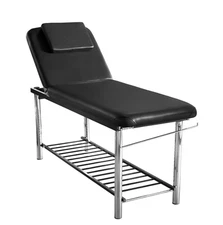 SkinAct Solid Massage Table, Bed (Metal Frame With Towel/Paper Roll Holder)