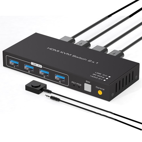 NEW 2X1 1 Monitor HDMI KVM Switch 4K 60Hz 2 Port USB KVM Switcher for 2 Computer - Photo 3/8