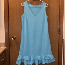 FRESH PRODUCE Women  s BLUE FIN SUNRISE Cotton Flounce V Neck Dress- 68 -Size M-