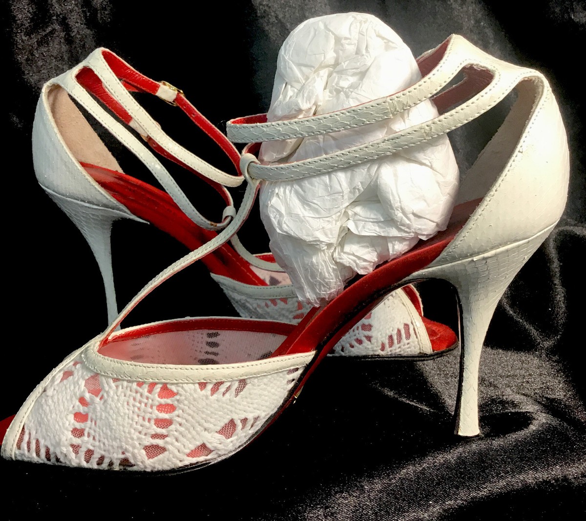Dolce Gabbana Shoes White Open High Heel Snake Back Double T Strap