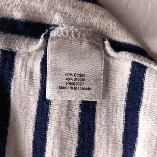 a.n.a. Blusa Top Camisa Mujer Talla XL Blanca Azul Marino Rayas Manga Gorra Dobladillo Alto Bajo - Imagen 11 de 12
