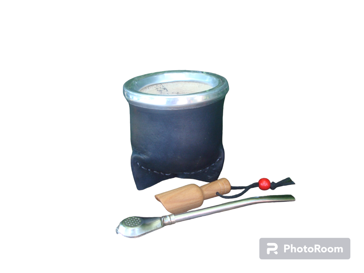 Mate Gourd Lined in Leather Mate Camionero +Straw 6