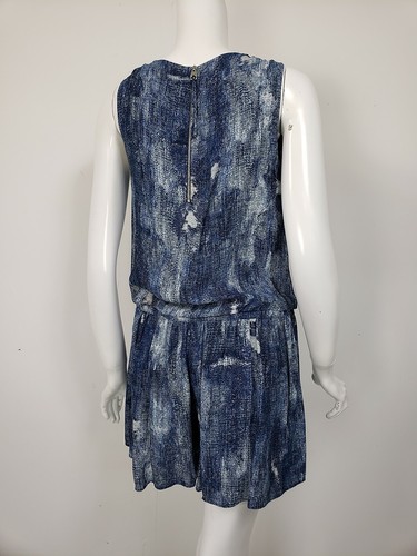KAREN MILLEN Blue White Distressed Denim Print Polyester Romper UK 8 US 4 - Picture 3 of 3