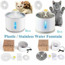 Fuente de agua automática para mascotas 2,4 L perro gato bebedero filtro dispensador LED nuevo