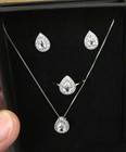 SPARKLING* Kay Jewelers Sterling Silver White Sapphire Ring Necklace Earring Set — photo 2