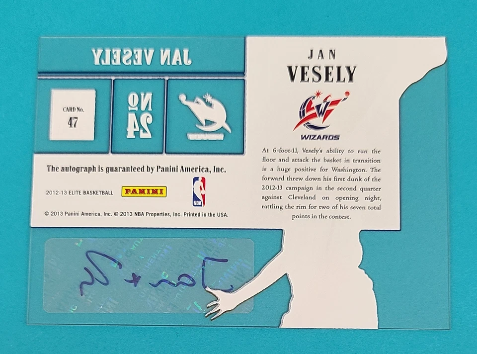 2012-13 Panini Elite Rookie Inscriptions AUTO #47 Jan Vesely BASKETBALL Card K8 - Image 2 of 2