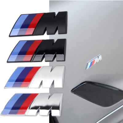 2PCS BMW M Badge Stickers Fender Side Emblem Rear Trunk Badge For BMW