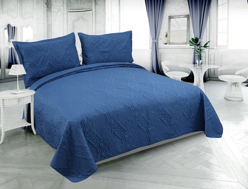 Pinsonic тисненый твердый двусторонний роскошный покрывало покрывало постельное белье одеяло комплект - Изображение 4 из 4