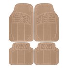 Heavy Duty All Weather Auto Truck SUV Rubber Floor Mats 4 PC Set - Beige