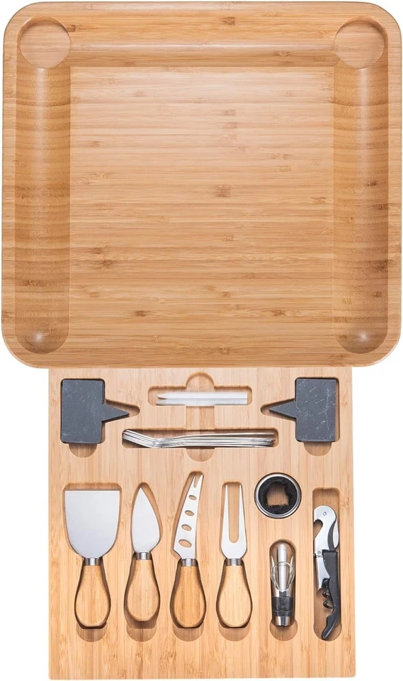 Kitchen Bamboo Cheese Board Knife Set Large Charcuterie Boards & Cheese Platter - Image 2 of 4