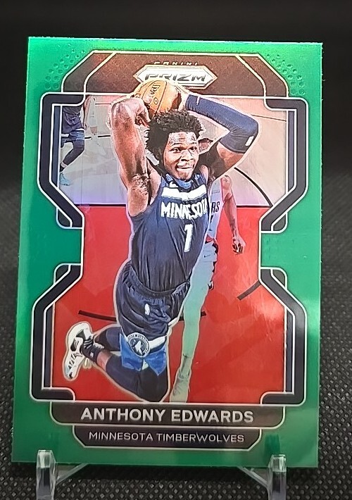 2021-22 Panini Prizm Green Prizm #37 ANTHONY EDWARDS  Minnesota Timberwolves SP