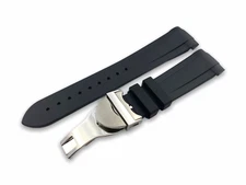 22mm Black Rubber Silicone Strap Band fit TUDOR Black Bay Watch BuckleClasp Pins
