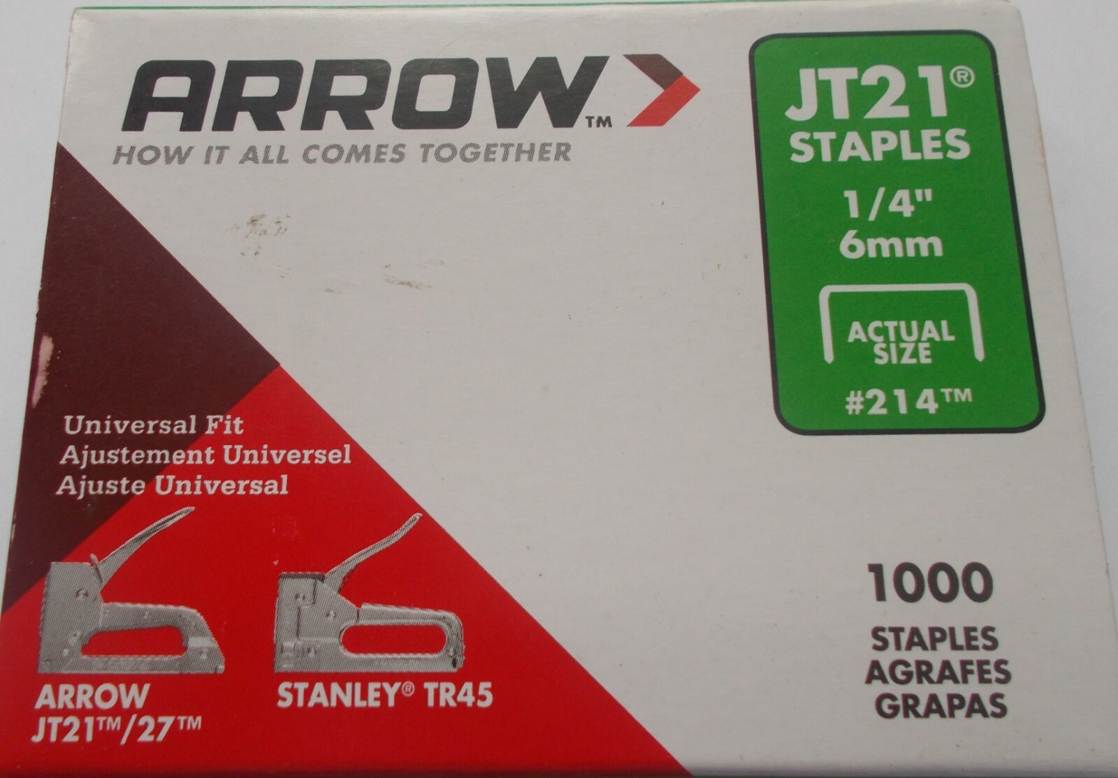 Arrow - JT21 T27 Staples 6mm (1/4in) Box 1000 New