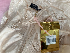 Agent Provocateur Soiree EMIE blush gown silk lace dress M L full length maxi