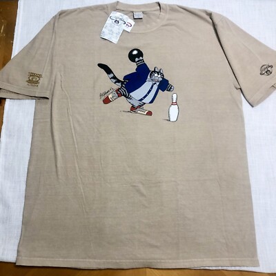 Vintage B Kliban Crazy Shirts XXL Tan Short Sleeve Alley Cat Bowling 90s Y2K