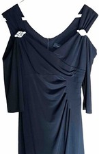 R & M RICHARDS Embellished Cold-Shoulder Gown Black Size 6