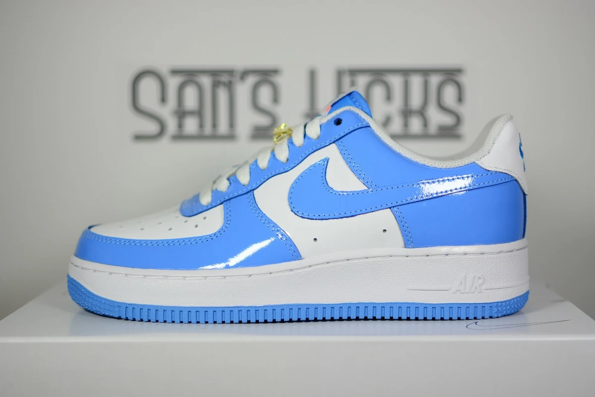 Women's Nike Air Force 1 Low UNC University Blue Patent Leather Size 6-10