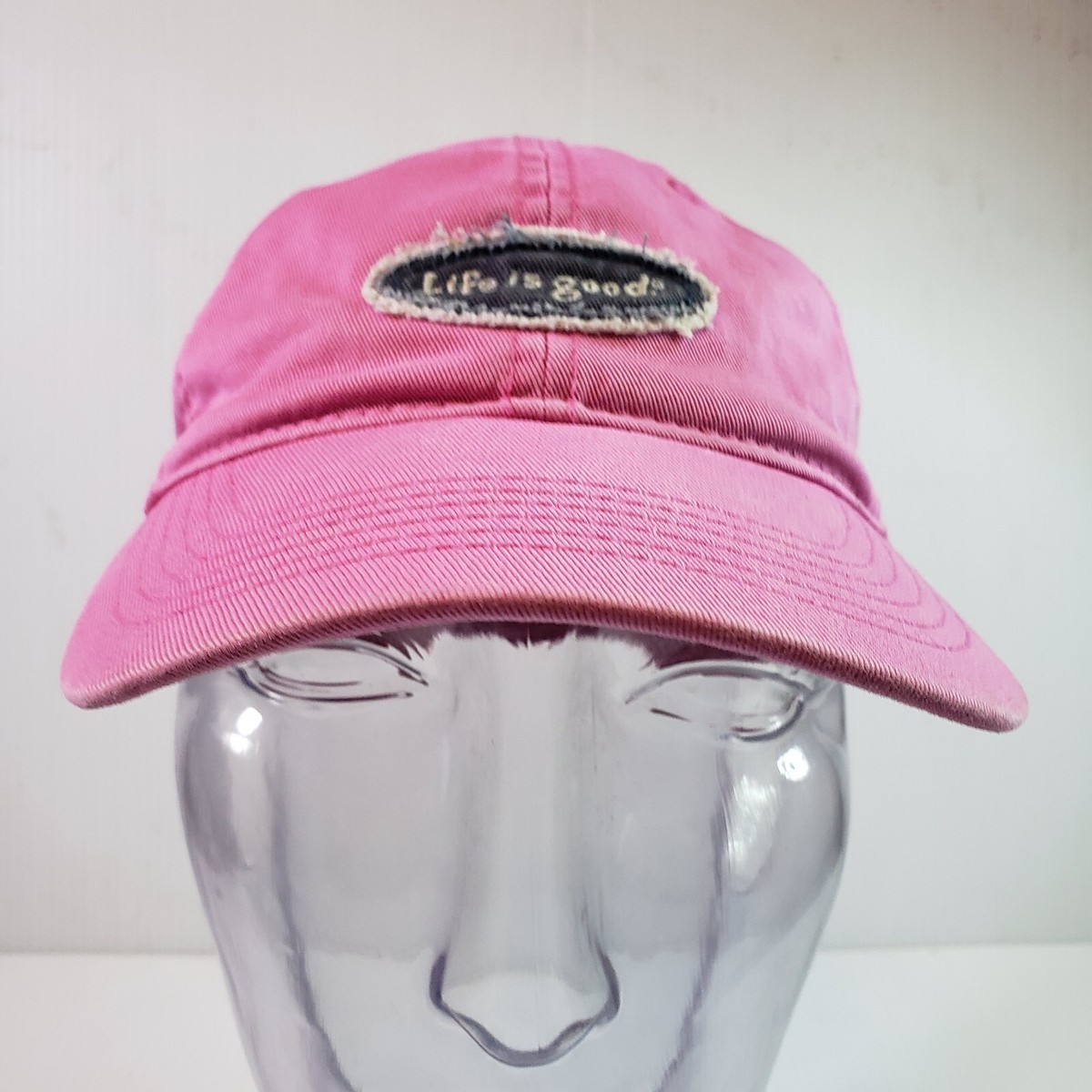 Life Is Good Hat Womens One Size Pink White Cotton Strapback Distressed Cap Life Is Good Hat Pink White Circle Logo | Mercari main image 4