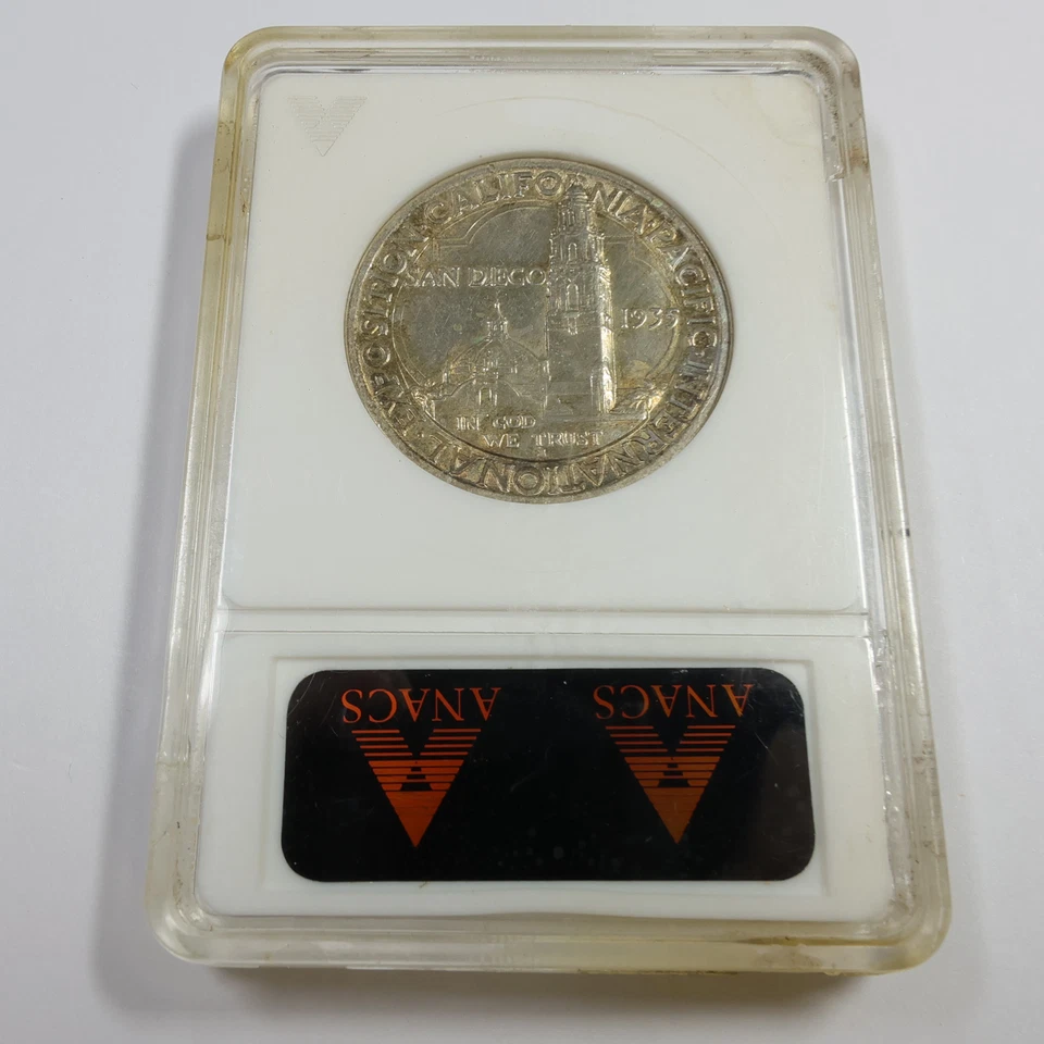 1935 S ANACS MS61 Silver San Diego Commemorative Half Dollar 50c US Coin #55146A - Image 2 of 3