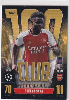 Topps Match Attax Champions League 23/24 Nr. 487 Bukayo Saka 100 Club ...