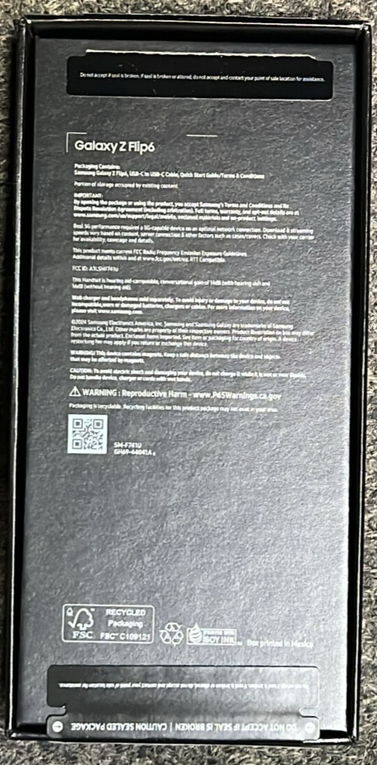 Flip6 箱無し Original Samsung Empty Box for Galaxy Z Flip 6 - Yellow (No