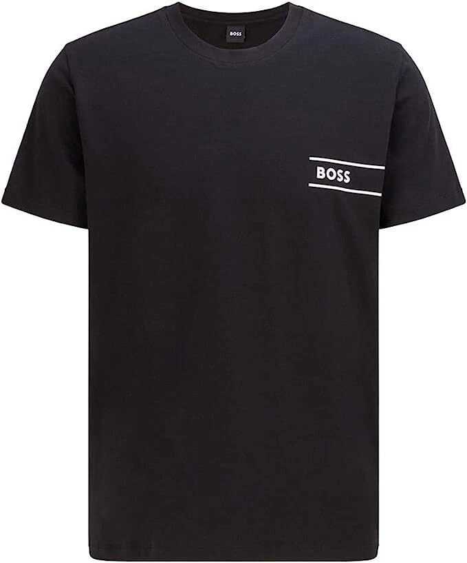 New Hugo BOSS mens designer black regular fit cotton casual jeans t-shirt L XL