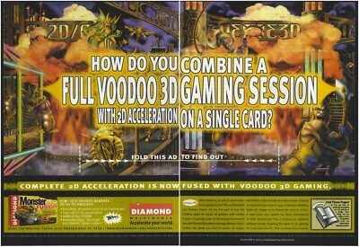 Vintage/Retro Diamond Monster Fusion 3DFX Banshee Graphics Print Ad Promo 1998