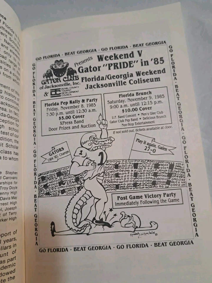 Gator Club Of Jacksonville Gator Weekend November  8 1985.  88 Pages Galen Hall - Image 4 of 4