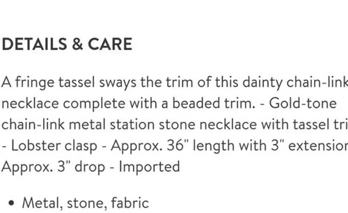 MELROSE and MARKET Pink Beaded Fringe Tassel Gold Chain Long Necklace Nordstrom - 第 5/6 張圖片