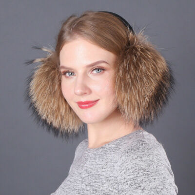 Women's Real Fox Fur Earmuffs Winter Warm Ear Protection Muffs Earflap Hanband